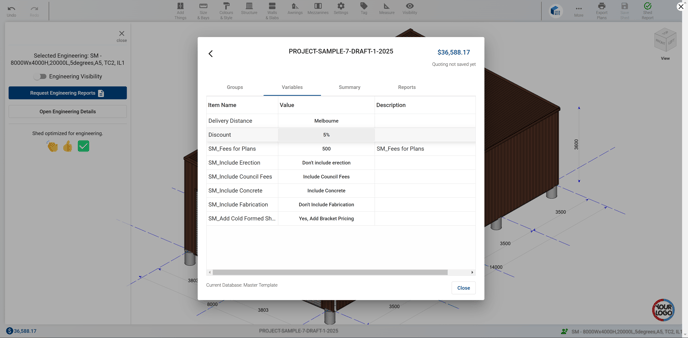 003-Instant Quoting (Project Specific Variables)
