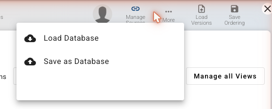 The Instant Ordering More menu showing Load Database and Save as Database.